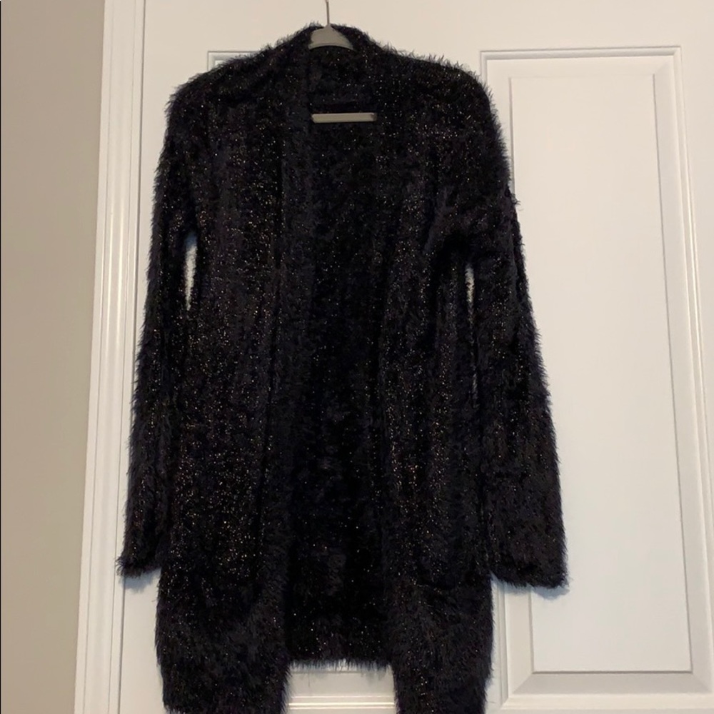 Black fuzzy express sweater